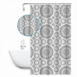 TENDA PER DOCCIA VASCA DA BAGNO DESIGN A MANDALA 180 X 200CM CON 12 ANELLI 87589