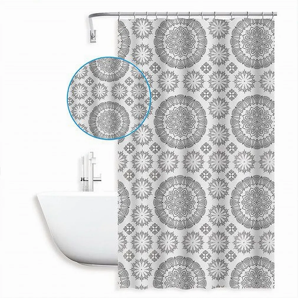 TENDA PER DOCCIA VASCA DA BAGNO DESIGN A MANDALA 180 X 200CM CON 12 ANELLI 87589