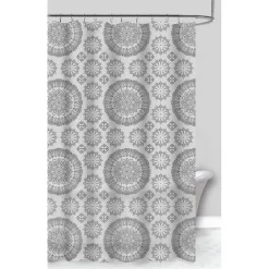 TENDA PER DOCCIA VASCA DA BAGNO DESIGN A MANDALA 180 X 200CM CON 12 ANELLI 87589