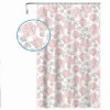 TENDA PER DOCCIA VASCA DA BAGNO 12 GANCI STAMPA FIORI ROSA GRIGI 240X200CM 87576