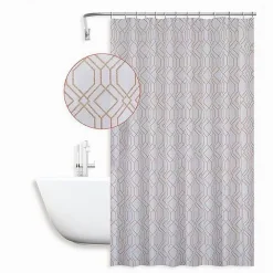 TENDA PER DOCCIA VASCA DA BAGNO DESIGN GEOMETRICO 180X200CM CON 12 ANELLI 87095