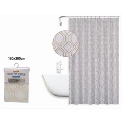 TENDA PER DOCCIA VASCA DA BAGNO DESIGN GEOMETRICO 180X200CM CON 12 ANELLI 87095