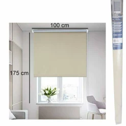 TENDA RULLO OSCURANTE 100X175CM BEIGE CON CATENINA TENDE PARASOLE FINESTRA CASA