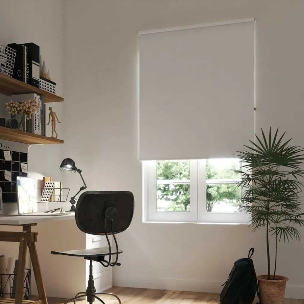 TENDA RULLO OSCURANTE 120X180CM BIANCO CON CATENINA TENDE PARASOLE FINESTRA CASA