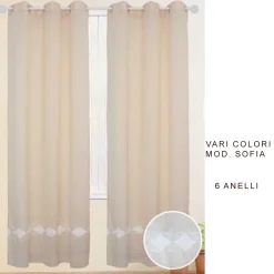 TENDA SOFIA PANNELLO SINGOLO 6 BORCHIE PORTA FINESTRA CUCINA BASTONE 140X290 CM