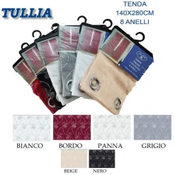 TENDA TULLIA CUORI PANNELLO SINGOLO 8 BORCHIE PORTA FINESTRA BASTONE 140X280 CM