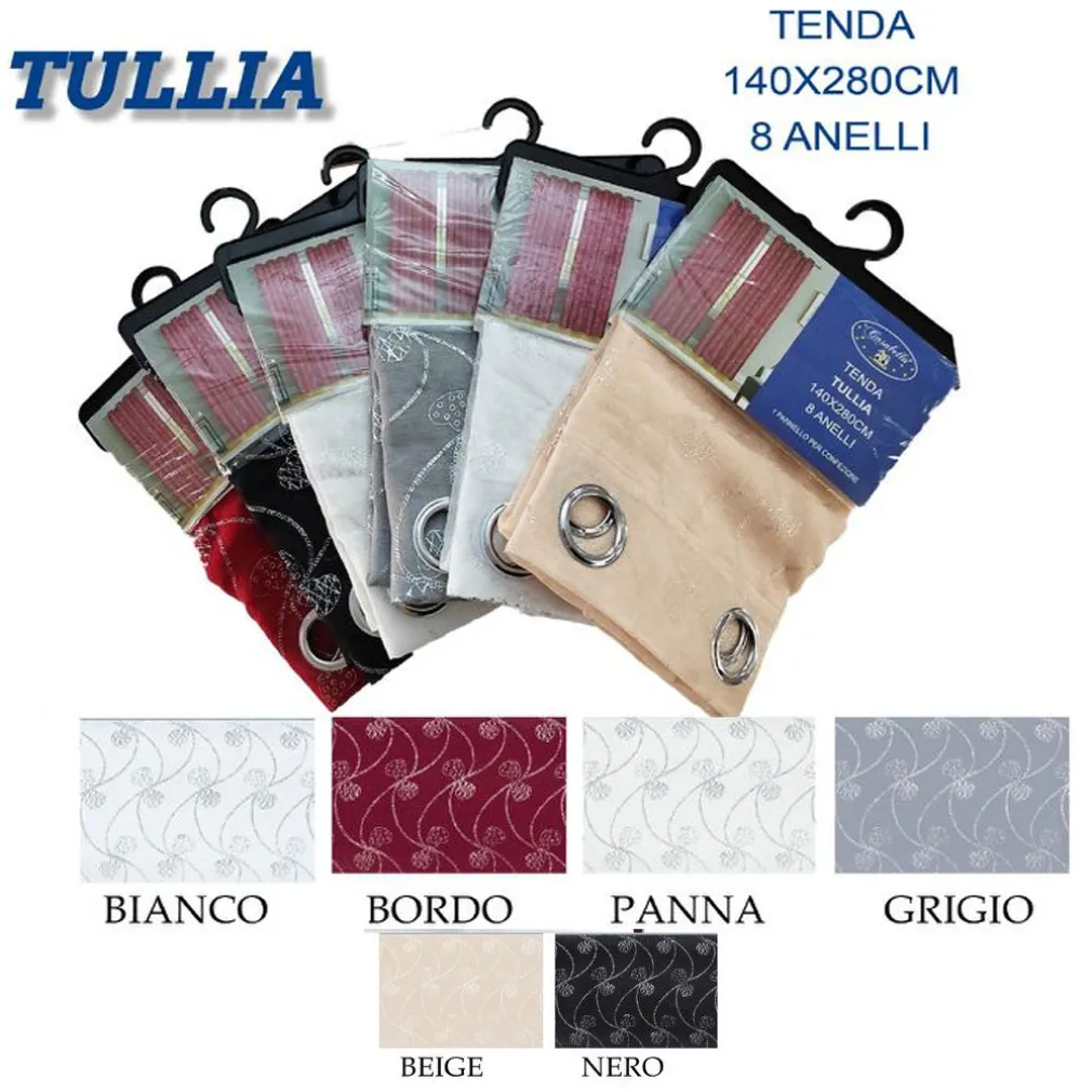 TENDA TULLIA CUORI PANNELLO SINGOLO 8 BORCHIE PORTA FINESTRA BASTONE 140X280 CM