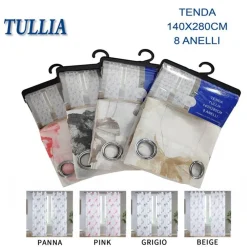 TENDA TULLIA PANNELLO SINGOLO CON 8 BORCHIE PORTA FINESTRA BASTONE 140X280 CM