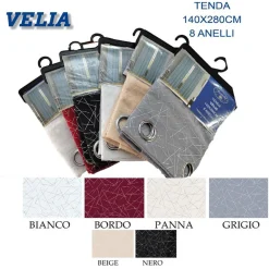 TENDA VELIA CUORI PANNELLO SINGOLO 8 BORCHIE PORTA FINESTRA BASTONE 140X280 CM
