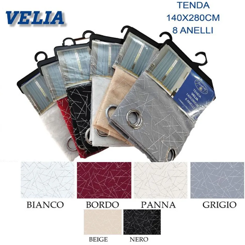 TENDA VELIA CUORI PANNELLO SINGOLO 8 BORCHIE PORTA FINESTRA BASTONE 140X280 CM