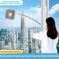 TERGIVETRO PER PULIZIA VETRI FINESTRE INTERNI ESTERNI REGOLABILE IN MICROFIBRA LUNGO MANICO