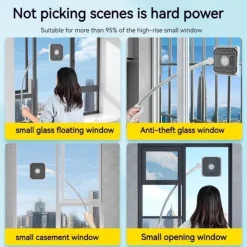 TERGIVETRO PER PULIZIA VETRI FINESTRE INTERNI ESTERNI REGOLABILE IN MICROFIBRA LUNGO MANICO