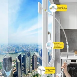 TERGIVETRO PER PULIZIA VETRI FINESTRE INTERNI ESTERNI REGOLABILE IN MICROFIBRA LUNGO MANICO