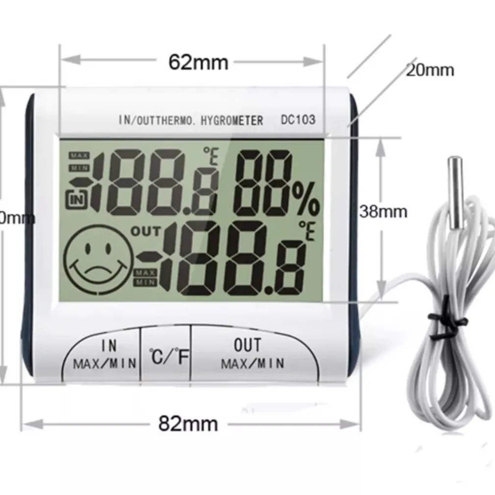 TERMOMETRO IGROMETRO DIGITALE TEMPERATURA UMIDITA' CASA UFFICIO DC103 CON SONDA