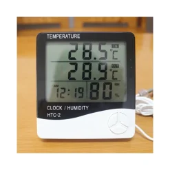 TERMOMETRO IGROMETRO DIGITALE TEMPERATURA UMIDITA' ORA DATA CASA HTC-2 CON SONDA