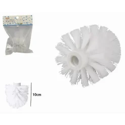 TESTINA TONDA PER SCOPINO WC RICAMBIO SPAZZOLONE PULIZIA BAGNO BIANCO 10CM 79825