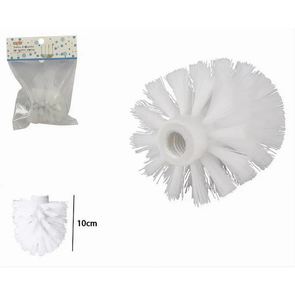 TESTINA TONDA PER SCOPINO WC RICAMBIO SPAZZOLONE PULIZIA BAGNO BIANCO 10CM 79825