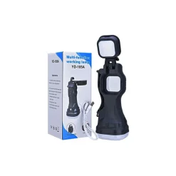 TORCIA LAMPADA EMERGENZA 26 LED SMD COB RICARICABILE PORTATILE PANNELLO SOLARE