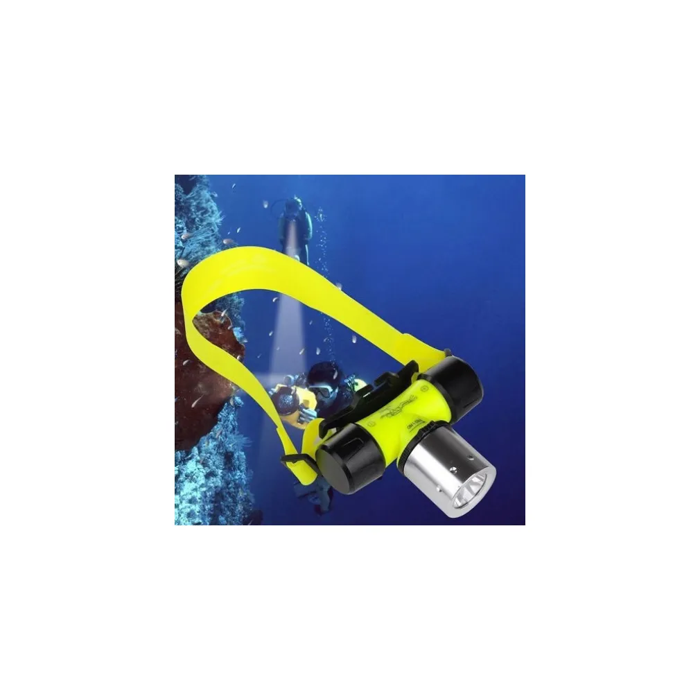 TORCIA LAMPADA FRONTALE FASCIO LUCE AMPIO SUBACQUEA LED PESCA GROTTE WATERPROOF