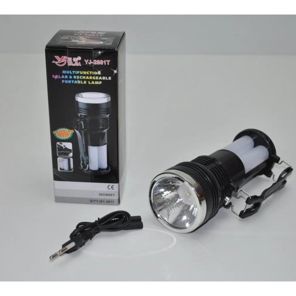 TORCIA LAMPADA LANTERNA A LED SMD RICARICABILE ENERGIA PANNELLO SOLARE YJ-2881T