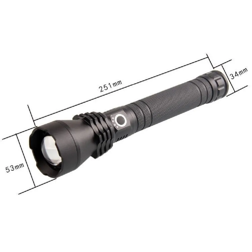 TORCIA LAMPADA LED CREE P50 RICARICABILE 2000 LUMEN 80000 W ZOOM DOPPIA BATTERIA