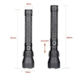 TORCIA LAMPADA LED CREE P50 RICARICABILE 2000 LUMEN 80000 W ZOOM DOPPIA BATTERIA