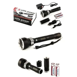 TORCIA LAMPADA LED CREE T6 RICARICABILE 2000 LUMEN 80000 W CON PROLUNGA BL-1899