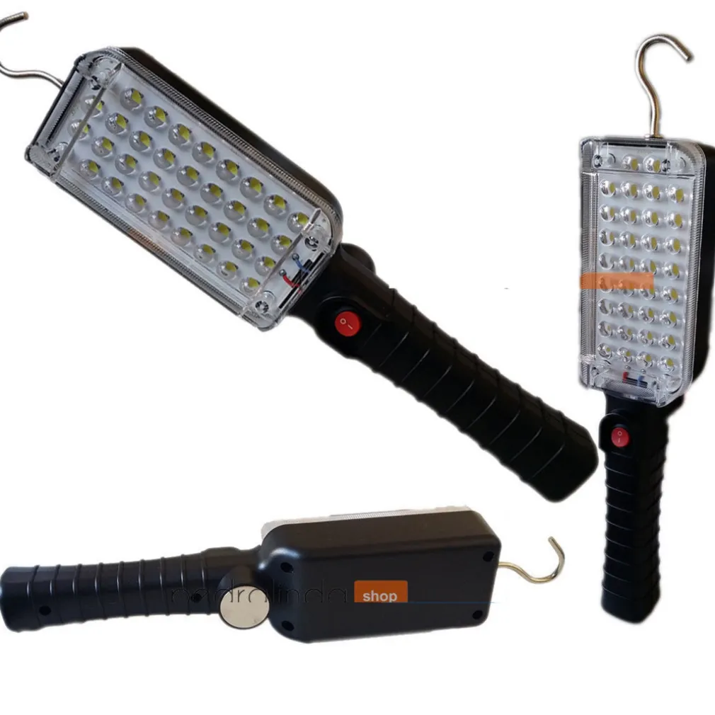 TORCIA LAMPADA PORTATILE GANCIO CALAMITATA 34 LED DA LAVORO RICARICABILE ZJ-859