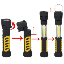 TORCIA LAMPADA PORTATILE RICARICABILE LED STRIP COB BASE CALAMITATA ALLUNGABILE