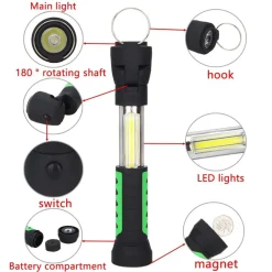 TORCIA LAMPADA PORTATILE RICARICABILE LED STRIP COB BASE CALAMITATA ALLUNGABILE