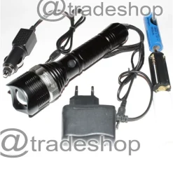 TORCIA LED ALLUMINIO 15000 W RICARICABILE 3.7V CON SEGNALATORI DI EMERGENZA