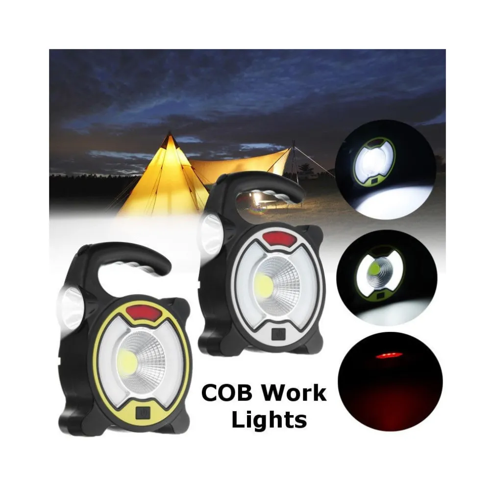 TORCIA LED COB EMERGENZA LUCE FARO DA LAVORO RICARICABILE CON PANNELLO SOLARE