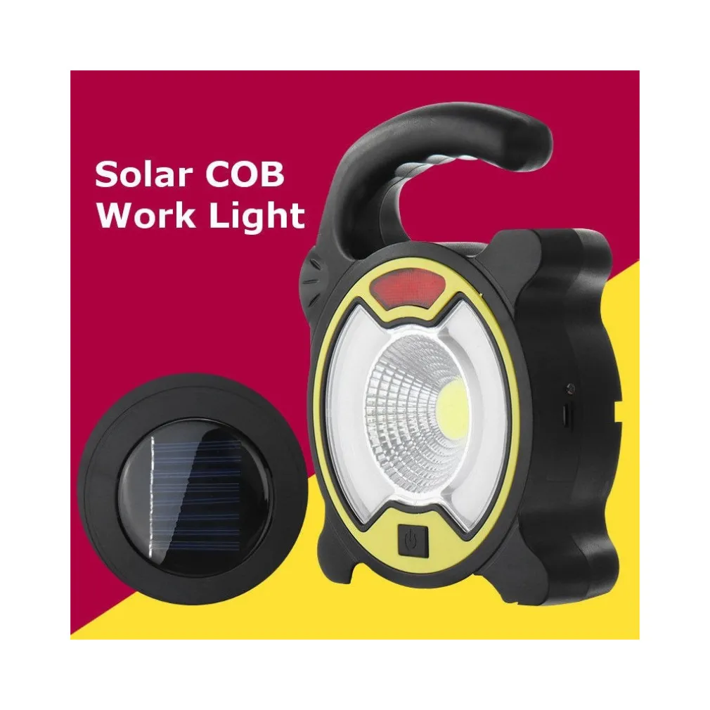 TORCIA LED COB EMERGENZA LUCE FARO DA LAVORO RICARICABILE CON PANNELLO SOLARE