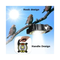 TORCIA LED COB EMERGENZA LUCE FARO DA LAVORO RICARICABILE CON PANNELLO SOLARE