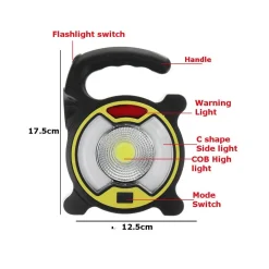 TORCIA LED COB EMERGENZA LUCE FARO DA LAVORO RICARICABILE CON PANNELLO SOLARE