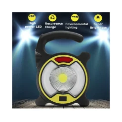 TORCIA LED COB EMERGENZA LUCE FARO DA LAVORO RICARICABILE CON PANNELLO SOLARE