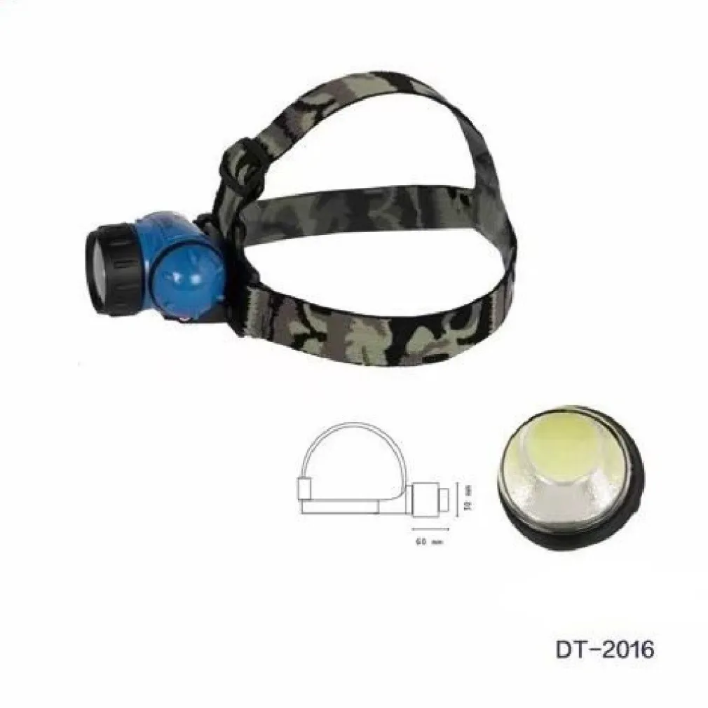 TORCIA LED COB FRONTALE TESTA 3W LUCE REGOLABILE ESCURSIONI PESCA GITE DT-2016