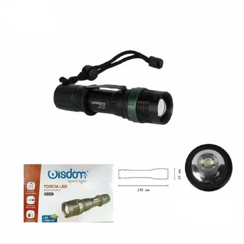 TORCIA LED CREE Q5 RICARICABILE PER CASA CAMPEGGIO ESCURSIONI CON GANCIO DT-2121