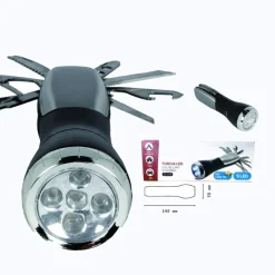 TORCIA LED CREE T6 5 LED RICARICABILE CON COLTELLINO SVIZZERO CAMPEGGIO DT-2104