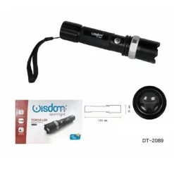TORCIA LED CREE T6 RICARICABILE USB AUTO LUMINOSITA REGOLABILE RESISTENTE DT-2089