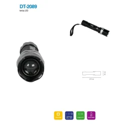 TORCIA LED CREE T6 RICARICABILE USB AUTO LUMINOSITA REGOLABILE RESISTENTE DT-2089