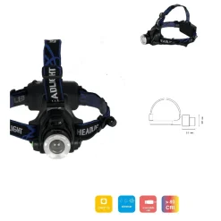 TORCIA LED DA TESTA FRONTALE RICARICABILE INDUZIONE CREE T6 REGOLABILE DT-2169