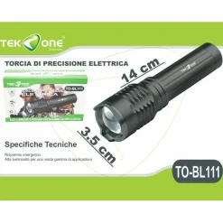 TORCIA LED TEKONE TO-BL111 CON ZOOM A BATTERIA RICARICABILE LUCE DI PRECISIONE