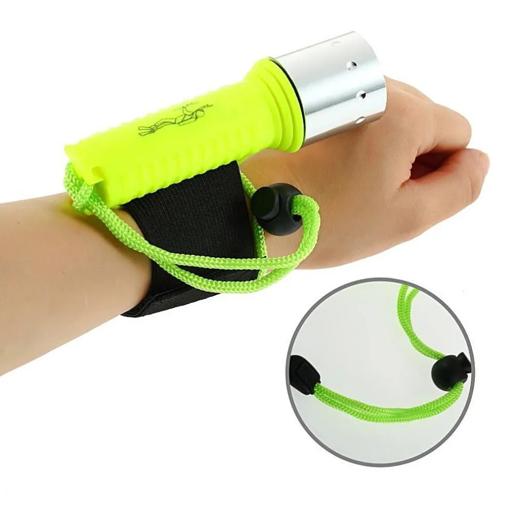 TORCIA LUCE LAMPADA SUBACQUEA IMPERMEABILE DA POLSO LED Q5 FASCIA 260 LM