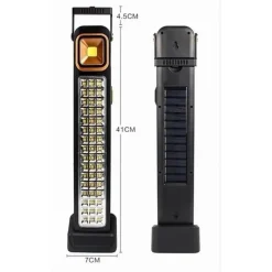 TORCIA PORTATILE LAMPADA DI EMERGENZA RICARICABILE USB SOLARE 45LED LUCE BIANCA