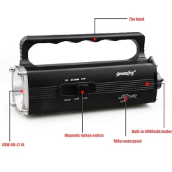 TORCIA SUBACQUEA SUB LED CREE XM-L2 IMPERMEABILE IPX-8 100 MT DISPLAY AUTONOMIA