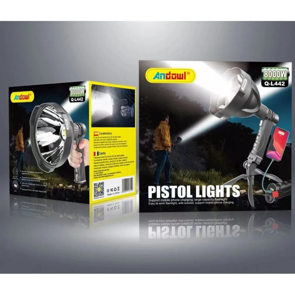 TORCIA TATTICA MILITARE A LED RICARICABILE PISTOLA 8000 LUMEN T6 CREE Q-L442