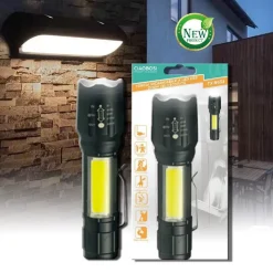 TORCIA TATTICA USB RICARICABILE A LED ZOOM TELESCOPICO ESCURSIONI PESCA TX-9633