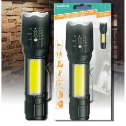 TORCIA TATTICA USB RICARICABILE A LED ZOOM TELESCOPICO ESCURSIONI PESCA TX-9633