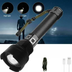 TORCIA TATTICA/MILITARE LED CREE T6 RICARICABILE ZOOM 2 BATTERIE P516-P70 V2